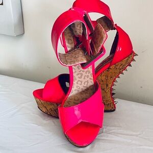 Betsey Johnson Neon Pink Platform Sandals